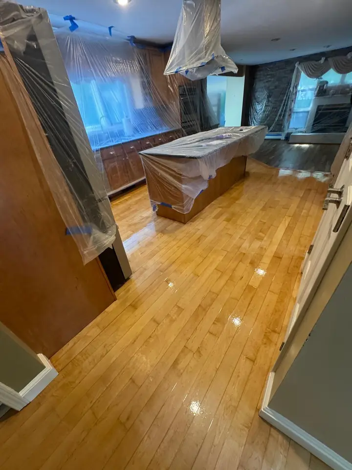 Kitchen and hallway hardwood refinishing