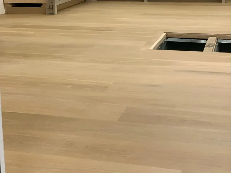 Living room with newly installed hardwood floor