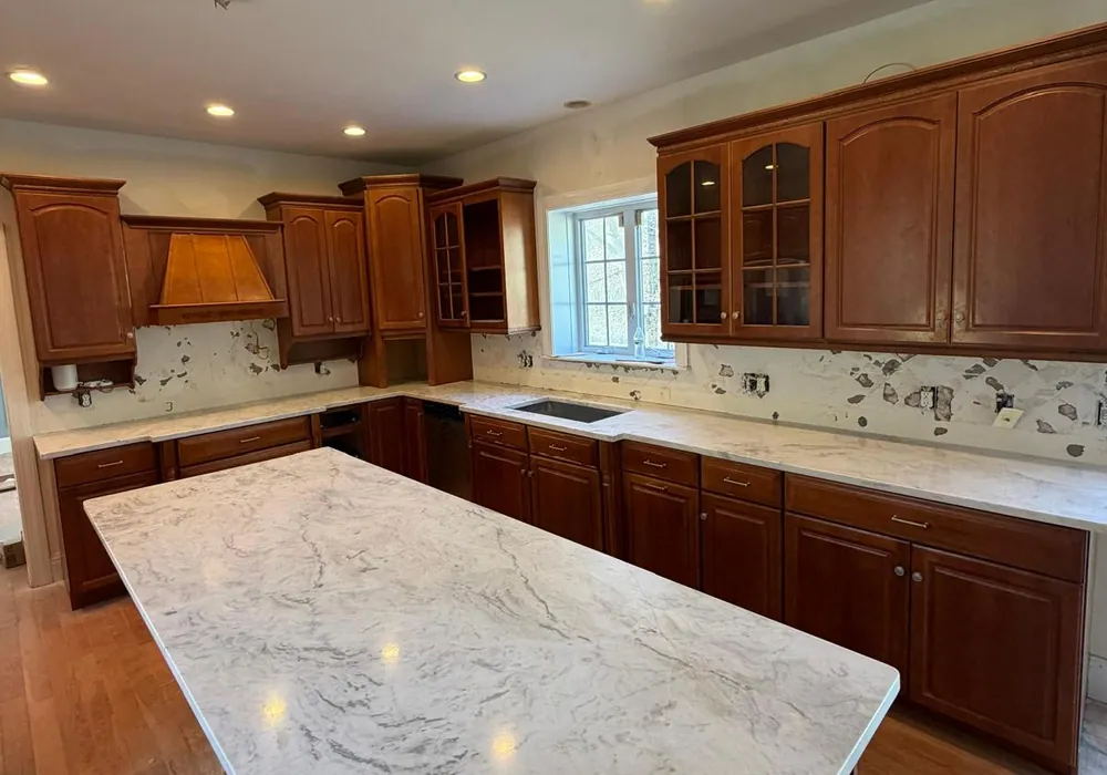 Kitchen cabinets and vinyl flooring project in Massachusetts by WD Art Painting